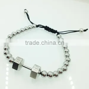 Custom High Quality Stainless Steel Jewelry Handmade Man Dumbbell Bracelet thumbnail-2
