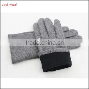 Ladies Cheap Grey Woolen Gloves With Finger Ring thumbnail-5