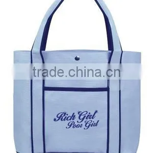 Long Handles Canvas Cotton Tote Bag thumbnail-1