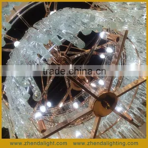 Ingenious Translucent Clear Round Handmade Blown Glass Ice Flow Shape Pendent Chandelier thumbnail-4