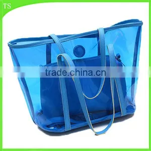 Jelly Color PU and PVC Handbags With Inner Bag Tote Bag in Bag thumbnail-1