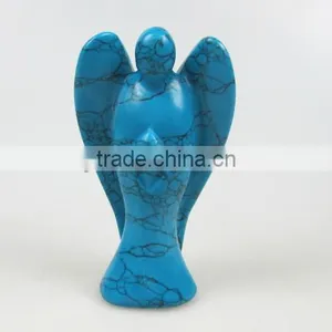 Carved Gemstone Angels Blue Turquoise With Matrix Angel thumbnail-1