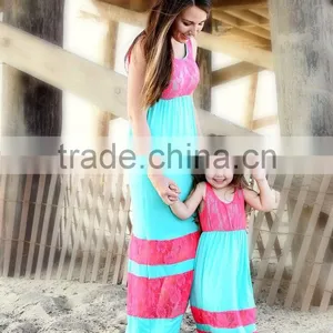 2015 Hot Selling Family Clothes, Mother and Child/daughter Dress Clothing Design Set, Mommy and me Maxi Dress thumbnail-2