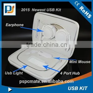 White Color Computer Accessories Gift Set -usb Led Light/mini Mouse/usb Hub/heaphone thumbnail-4