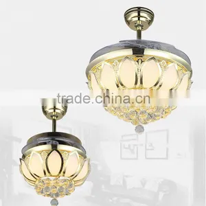 Small Size Crystal Golden LED Ceiling Fan With ABS Blades thumbnail-4