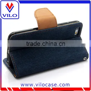 High Quality Jean Cloth Leather Case for IPhone 6S, Flip Stand Phone Cover for IPhone 6s thumbnail-4