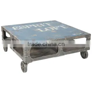 CHEAP INDIA METAL HAND PAINTED COFFEE TABLE BY INDIA SUPPLIER WITH WHEELS thumbnail-2