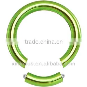 10 Gauge Green Anodized Titanium Segment Ring _ BCR _Body JewelryD Rainbow thumbnail-1