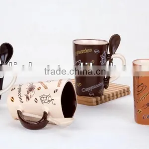 Egypt Style Ceramic Mug With Spoon thumbnail-1