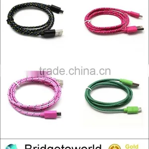Newest Multi Colors Linen Braided Micro USB Cable for Andriod Phones S3 S4 Note 2 thumbnail-2