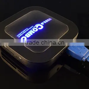 USB 3.0 Combo Usb Hub With Led Display Multi-functional Card Reader thumbnail-3