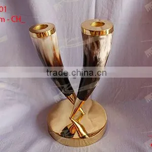Horn & Brass Candle Holder thumbnail-1