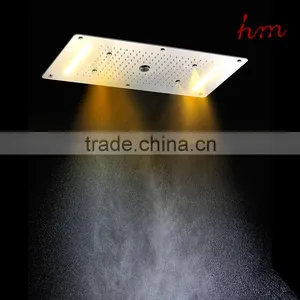 Hydro Power Led Shower Head 380*700mm Big Shower Faucet Stainless Steel Rainfall Waterfall Mist Bathroom Accessoy Embed Ceiling thumbnail-5