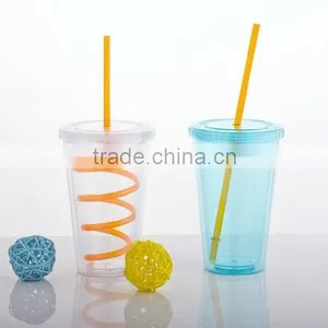 BPA Free Double Wall Pint Cup 16OZ/480ML With Insert Colorful PVC thumbnail-2