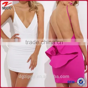 New Design Vibrant Mini Dress/round Open Back V Neckline Women Evening Dress thumbnail-1