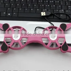 2014 the Newest Good Quality Folding 2-Fans USB Laptop Cooler Black thumbnail-1
