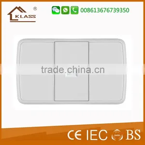 1 Gang Computer Internet Socket and Tel Socket Output Made in China White thumbnail-1