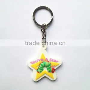 Star Shaped Soft Rubber Metal Letter Printing PVC Key Chain Manufacture thumbnail-1