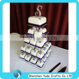 Square Clear Acrylic Wedding Cake Stands, Wedding Cake Toppers, 5 Tiers Acrylic Crystal Cake Stand thumbnail-1