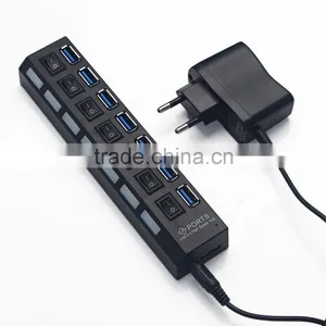 7 PORT USB 3.0 HUB High Speed Power Cable For PC Desktop Laptop Notebook thumbnail-2