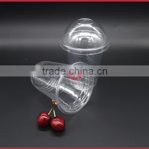 APET Material Plastic Disposable Cup With Dome Flat Lid 400ml 14oz High Transparent thumbnail-4