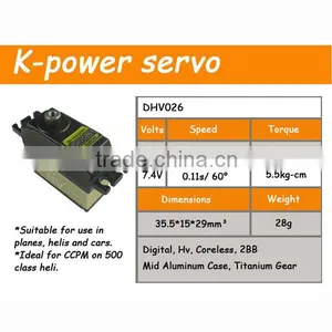 K-power Digital Titanium Gear 5.5kg 7.4V 0.11 Sec rc Servo for 500 rc Helicopter Swashplate DHV026 thumbnail-1