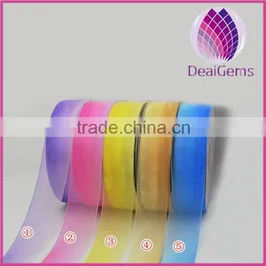 Gradual Change Color Ribbon Pink,yellow,blue,purple, 1-1/2inch Wide Organza Ribbon,diy Handmade Hair Accessorie,200 Yard / Roll. thumbnail-1
