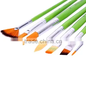 Small Wholesale Premium Green Handle Face Paint Brush, 7 Pcs Artist Nylon Face Painting Brush Set thumbnail-4