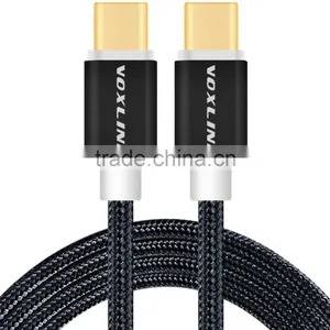Voxlink 0.5m TYPE-C Male to Male Mobile Phone Data Cable Charging Cable Nylon Braided Metal Wire Black thumbnail-1