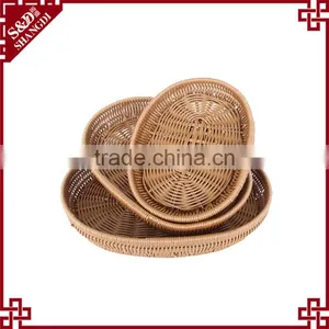 Hotsale Good Quality Handmade Weaving PE Plastic Rattan Fruit Vegetable Basket thumbnail-4