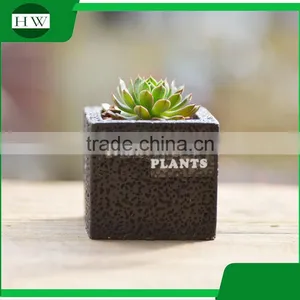 Wholesale Cheap Black Square Round Cup Shape Cement Garden Flower Pot thumbnail-5