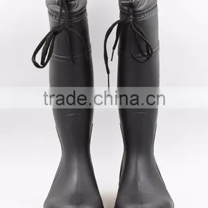 Black Cold-Resistant Winter Work Rain Boots With Fur Lining thumbnail-2