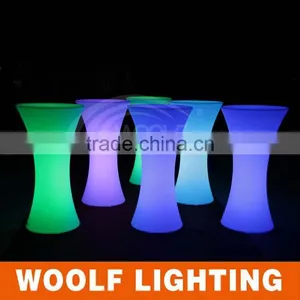 PE Plastic Rechargeable LED Round Cocktail Table Furniture thumbnail-3