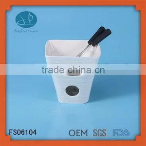 Fondue Pot,,ceramic Cheese Tool Fondue Set,hot Pot With Forks and Candle for Sale thumbnail-1