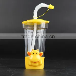 450ml Novelty Cartoon Toys Decorative Plastic Straw Cups for Kids thumbnail-1