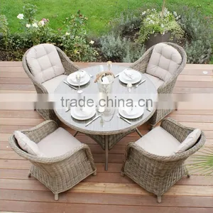 2017 Trade Assurance Most Popular Space-Saving Luxury Round Rattan 5pcs Garden Table Set Furniture thumbnail-1