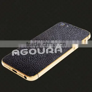 2017 Luxury 24k Gold Plating Housing With Genuine Leather for IPhone 5 5S thumbnail-6