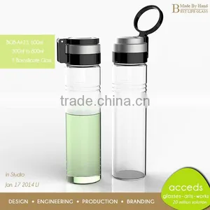 BPA Free Borosilicate Glass Creative Custom Water Bottle Hand Strap thumbnail-2