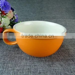 Fashion Large Pot-bellied Orange Ceramic Coffee Bowl Cup Stoneware Mug For Young People thumbnail-1