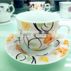 Flower Porcelain Ceramic Tea Cup and Saucer Bulk for Drinking thumbnail-1