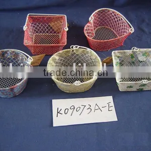 RedYellowWhite Canvas Cloth Silk and Iron Frame Wire Mini Festival Gift Basket thumbnail-1