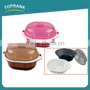 Custom Color Kitchen Vegetable Fruit Wash Strainer Oval Plastic Colander With Lid thumbnail-1