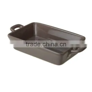 7.5"grey Color Rectangular Stoneware Bakeware With Handle thumbnail-1