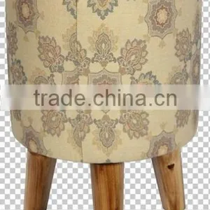 ROUND PU LEATHER/WOODEN STOOL thumbnail-1