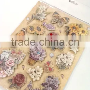 3D Elegant Lily & Sunflower & Butterfly Design Sticker, Decorative Glitter Sticker With Color Gems/Rhinestone thumbnail-4