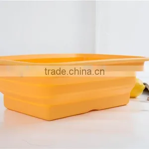 Silicone Large Vegetable Foldable Bowl,green Yellow Fruit Bowl thumbnail-6