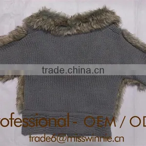 Kids Fur Collar Cardigan Sweater,fur Collar Cardigan,knitted Cardigan Fur thumbnail-2