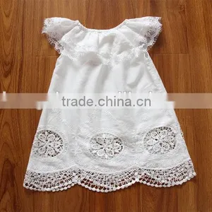 Embroidery Lace Ruffle Neck Long White Baby Girl Dress Gown Naming Ceremony Wedding Dress Children Frock Model HSR5905 thumbnail-1