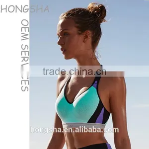 Sexy Different Kinds of Sports Wear Bra and Panty New Design High Quality Sports Bra With Color Combination HSb7274 thumbnail-1