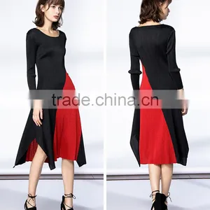 High Elastic Pleat Asymmetrucal Spring Women Dress thumbnail-3